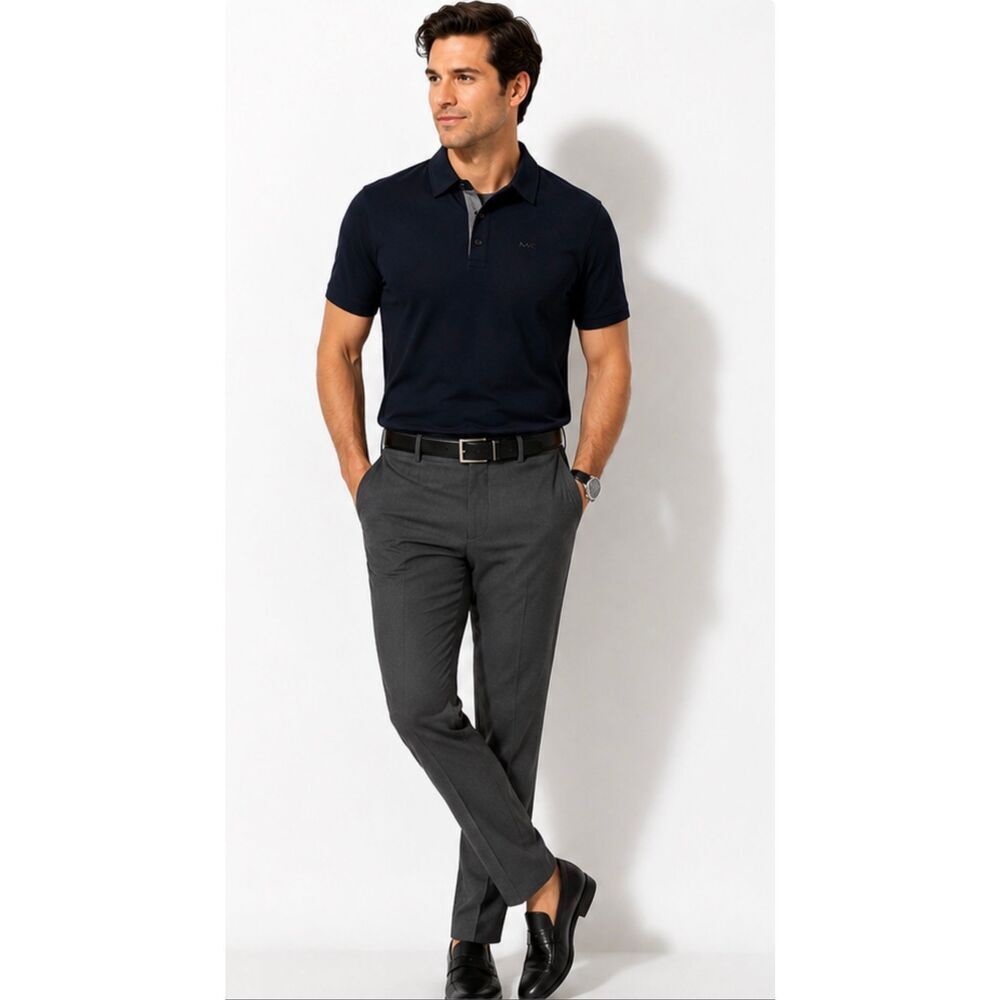 Michael Kors Polo Shirt Mens Small Navy Blue Slim Fit 100% Cotton NWOT Logo